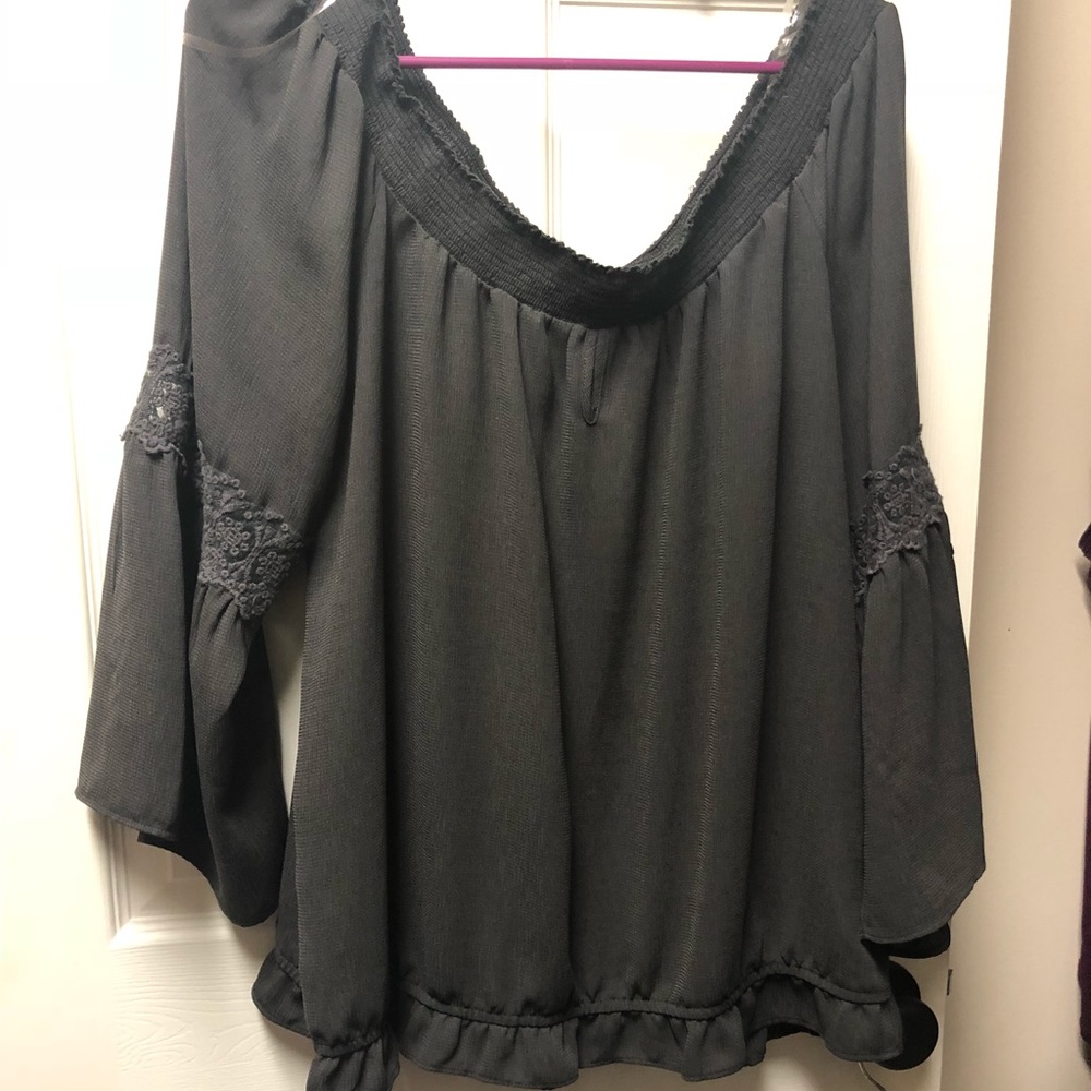 Grey bell sleeve top